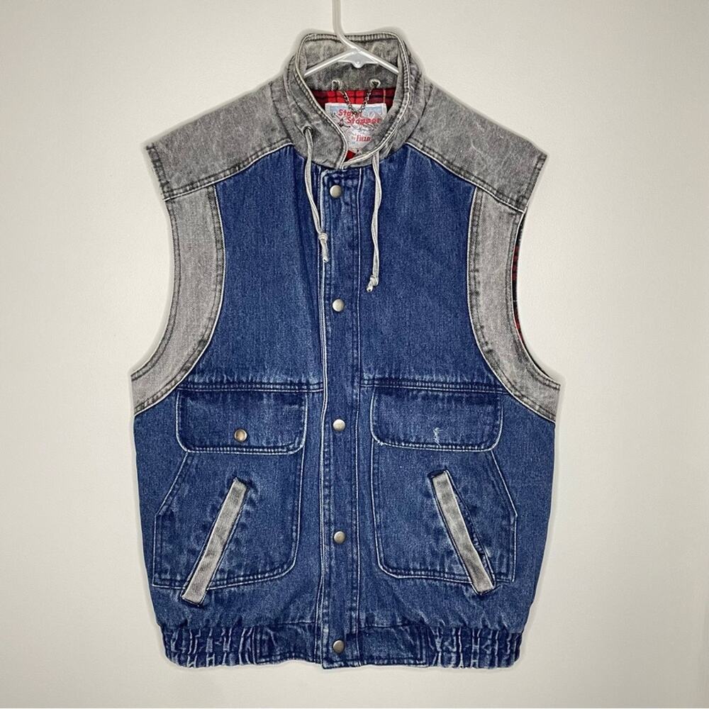 Vintage Storm Stopper by Fieldston Mixed Denim Insulated Vest Size 16/L